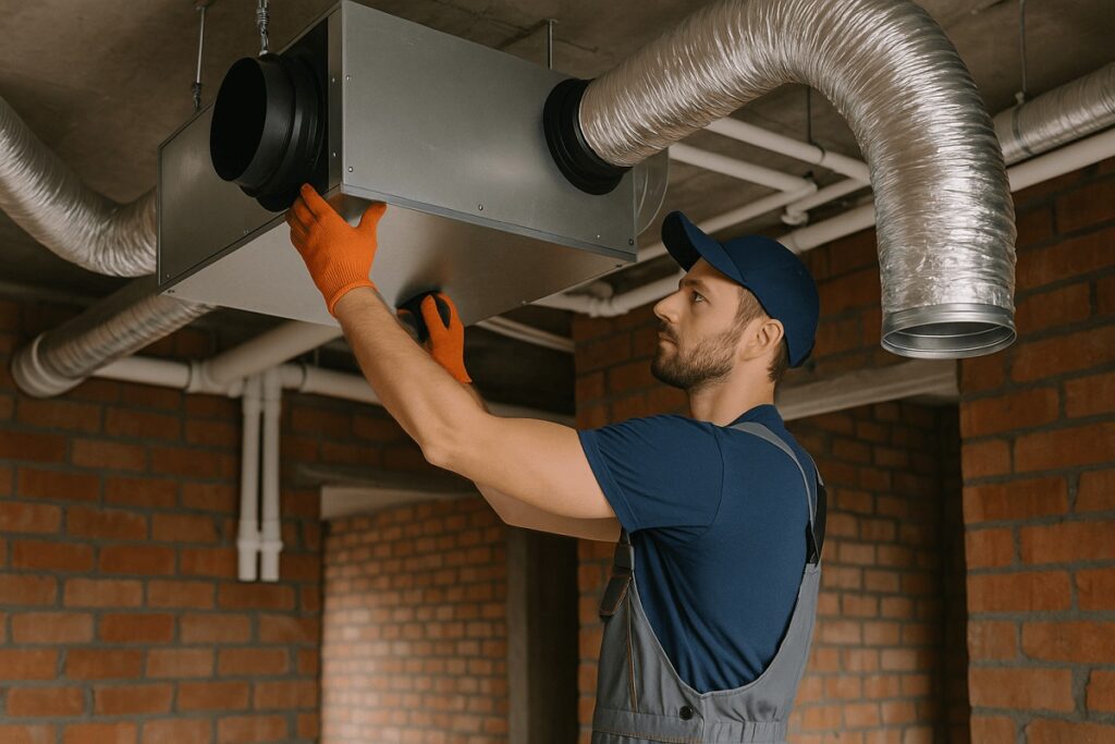 Montaż rekuperacji - wentylacji mechanicznej z odzyskiem ciepła.