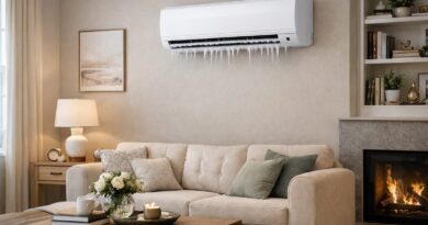 Zamarznięta klimatyzacja ścienna typu split.